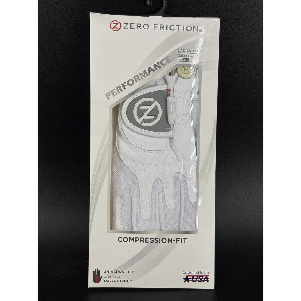 Zero Friction Women's Left Golf Glove Compression-Fit One Size White/Gray